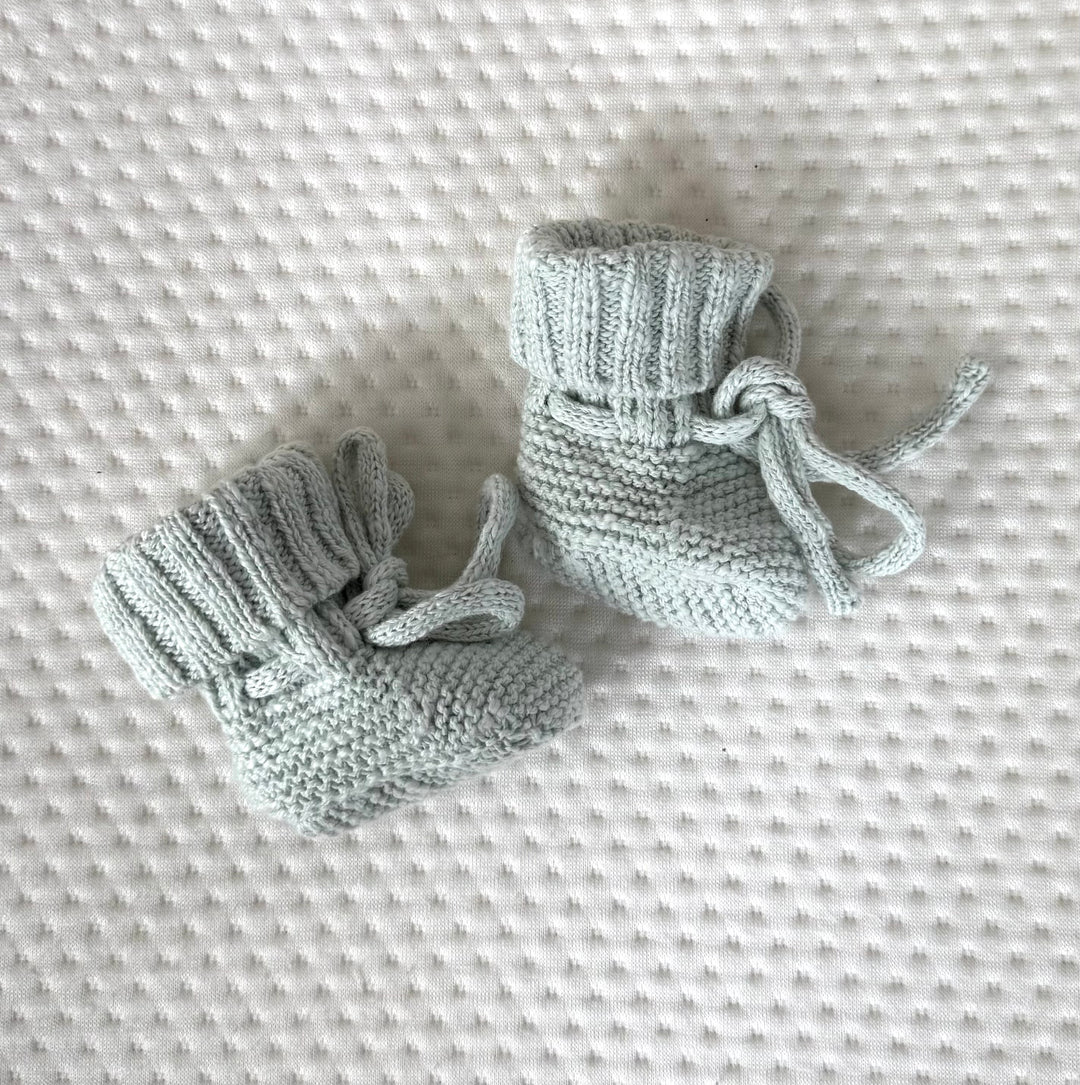 Knit Booties in Sea Mist