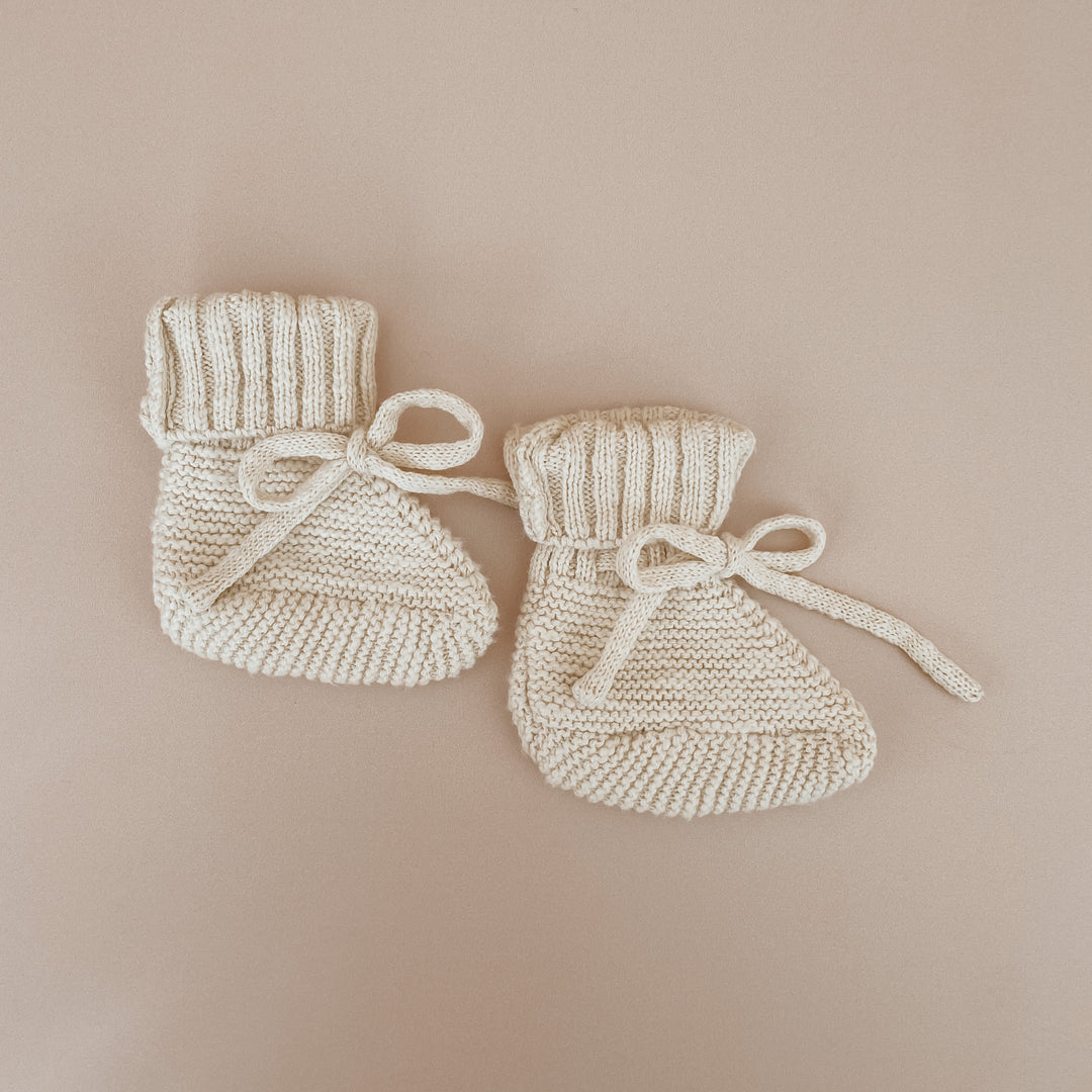 Mini Knit Baby Booties in Honey