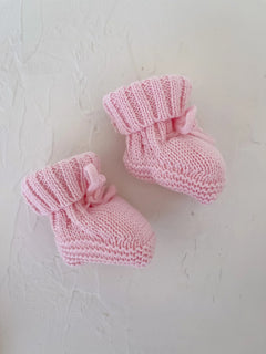 Knit Booties in Petal Pink