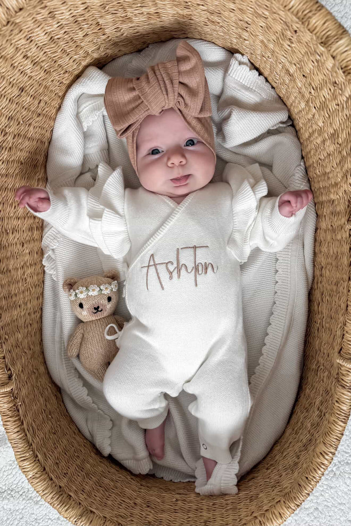 Long Wrap Ruffle Romper - Warm White