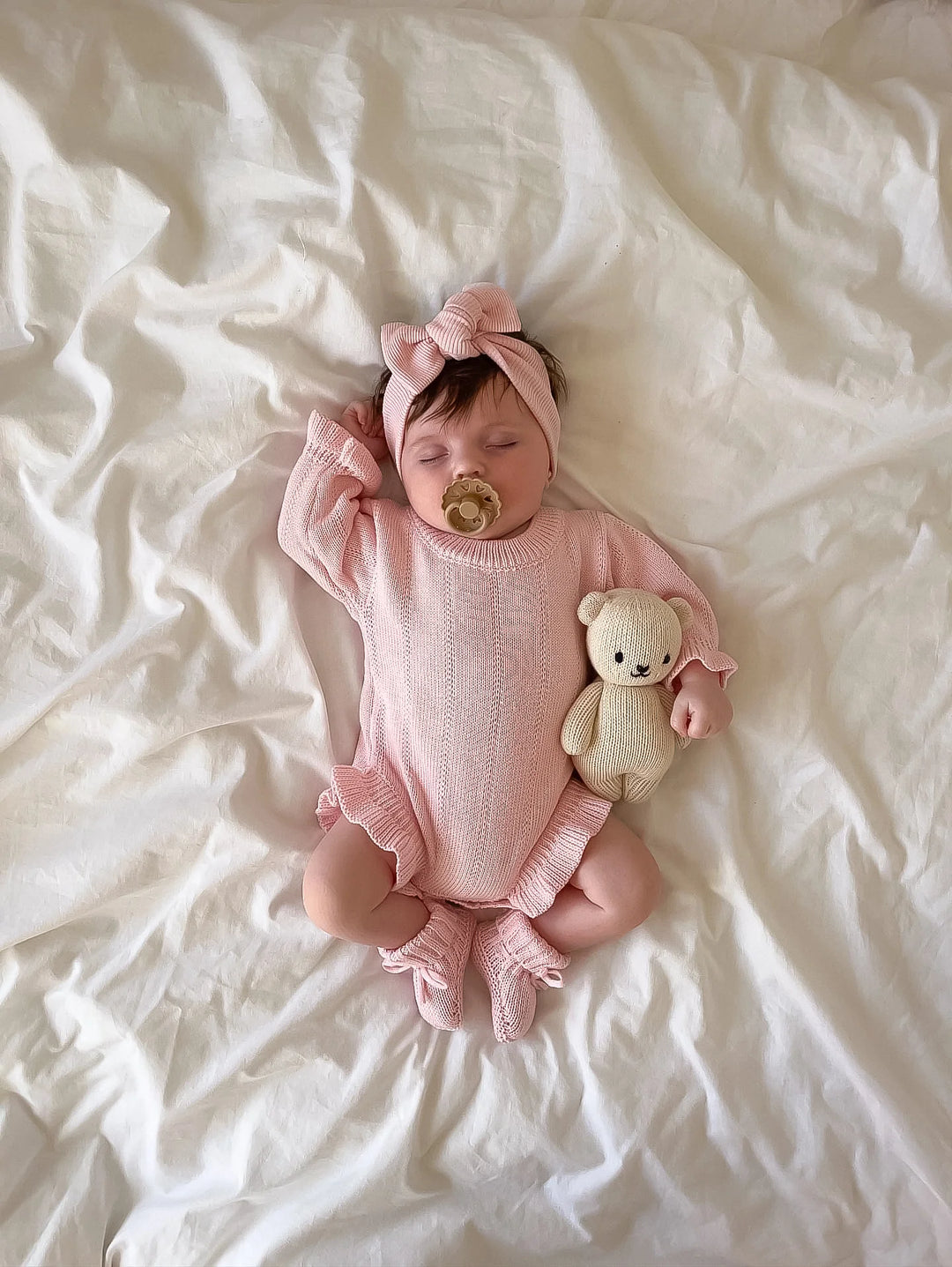 Personalizable Asteria Ruffle Romper in Petal Pink