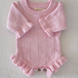 Personalizable Asteria Ruffle Romper in Petal Pink