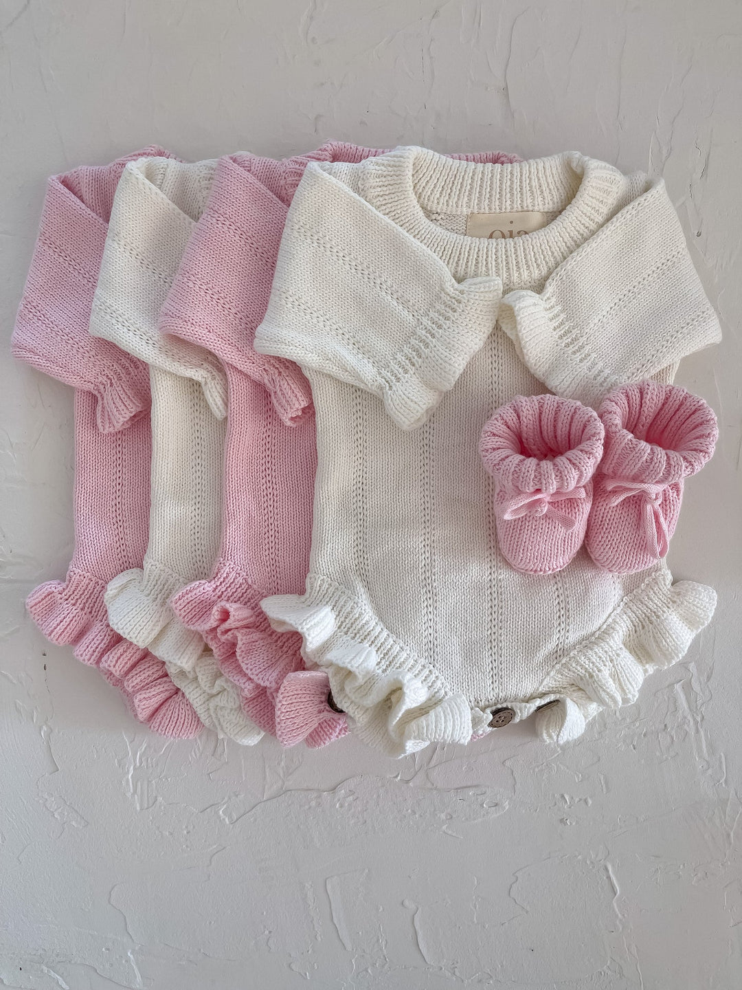 Personalizable Asteria Ruffle Romper in Petal Pink