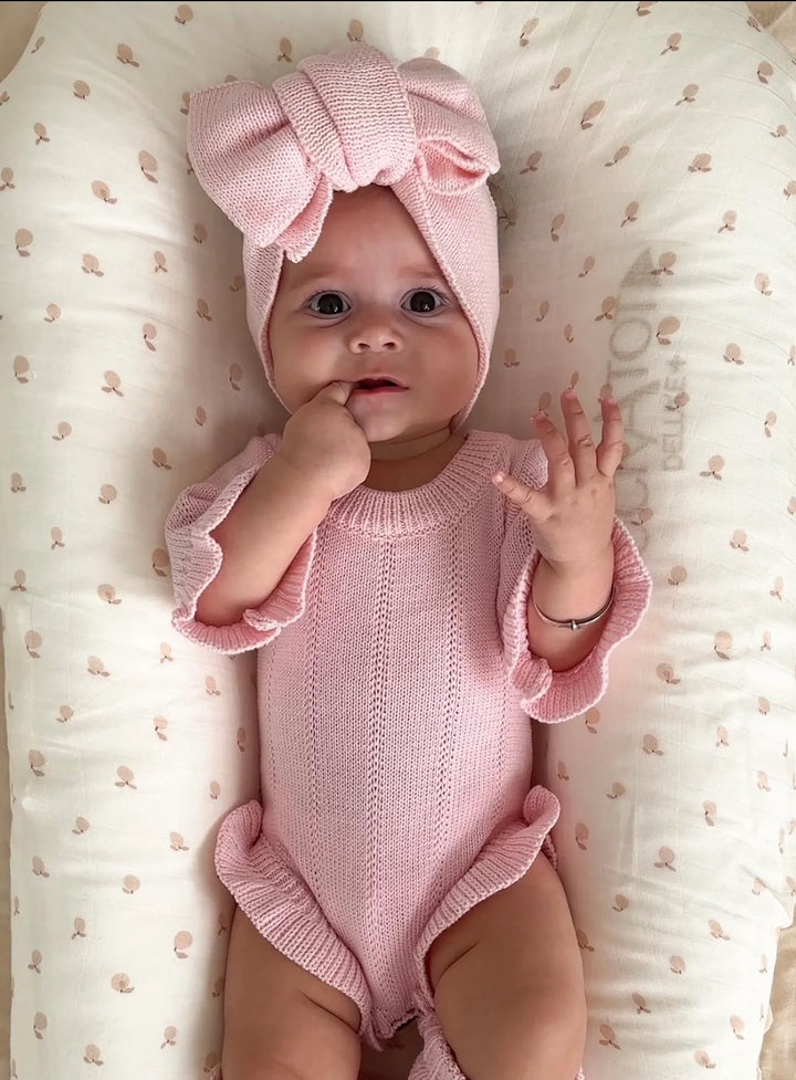 Personalizable Asteria Ruffle Romper in Petal Pink