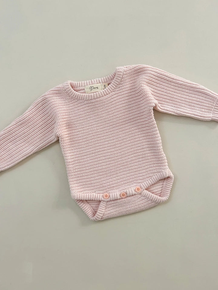 Personalizable Classic Chunky Ribbed Romper - Pink