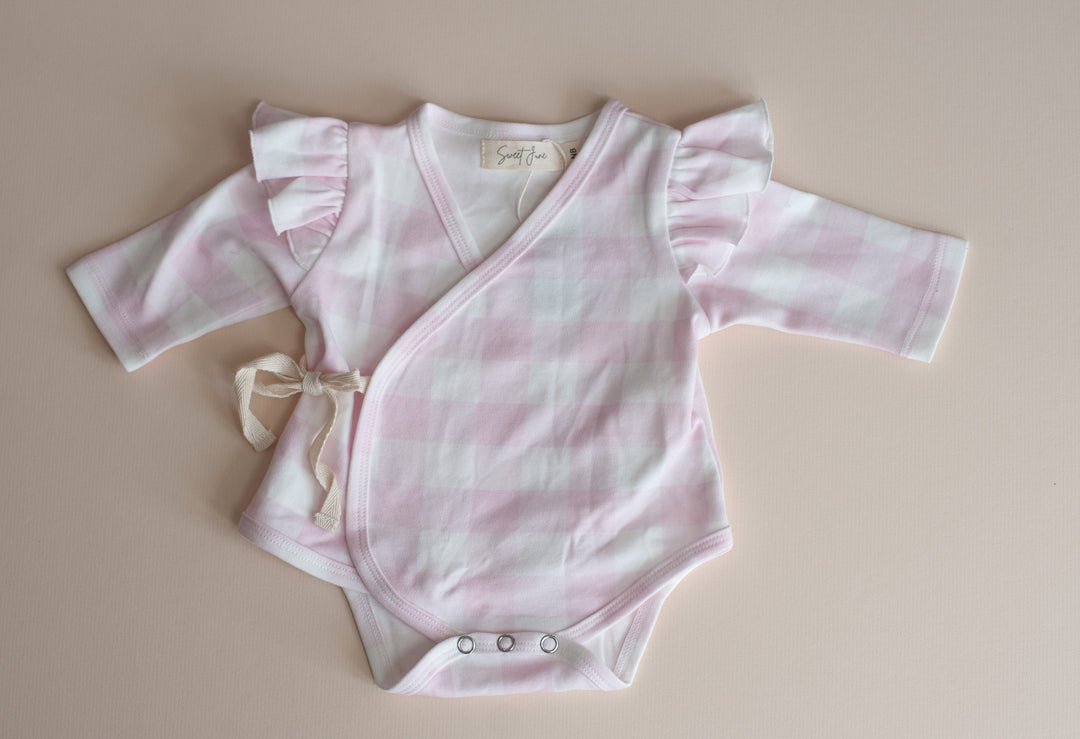 Kimono Onesie | Pink Gingham