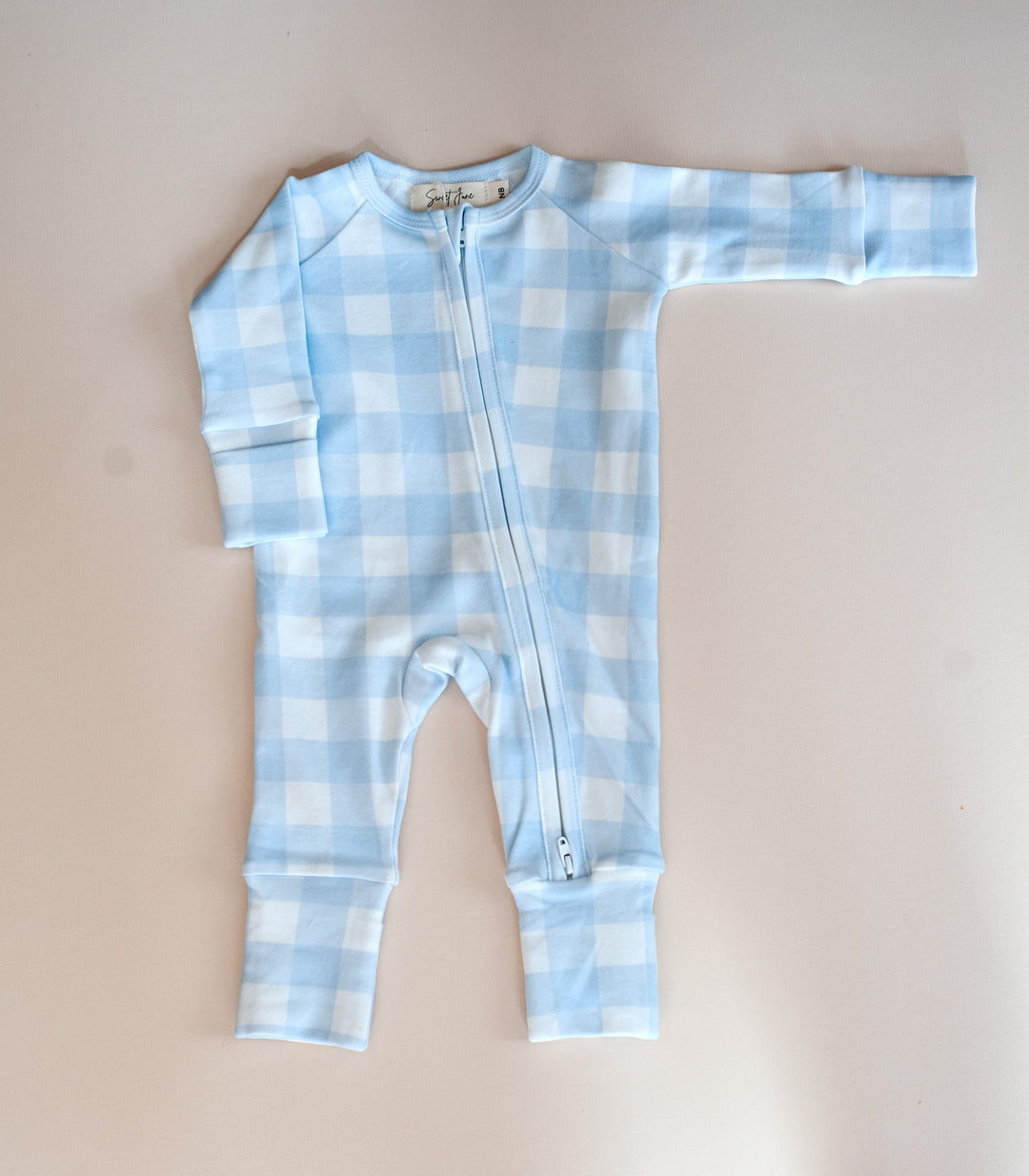 Full Zip Romper| Blue Gingham