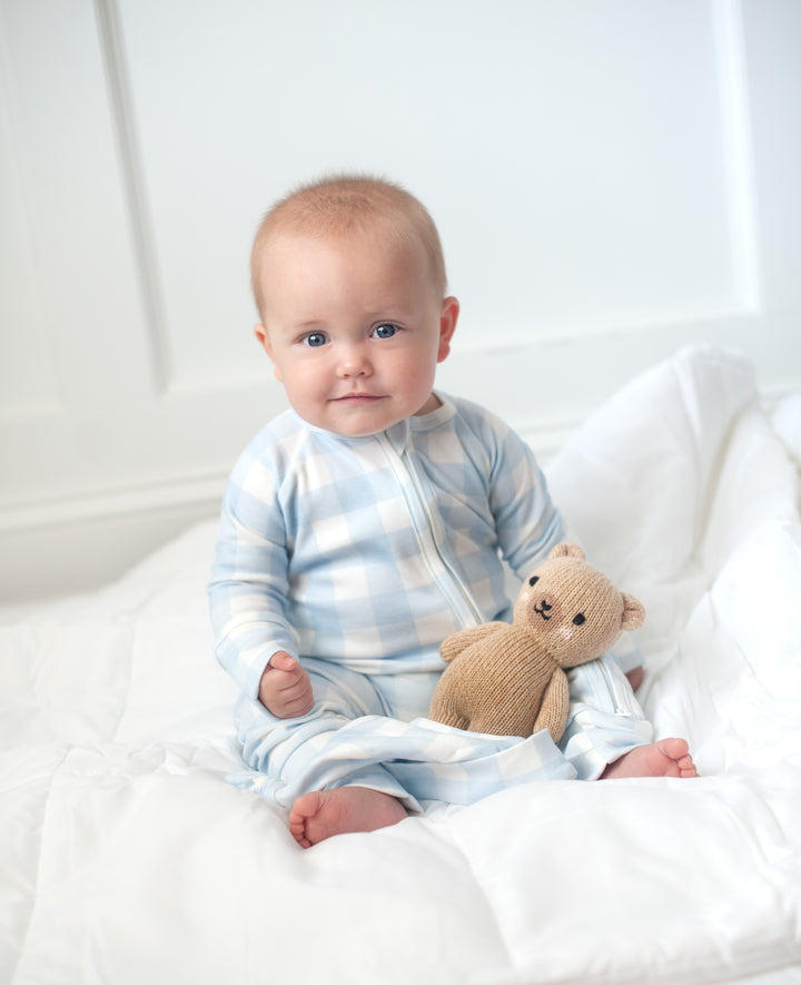 Full Zip Romper| Blue Gingham