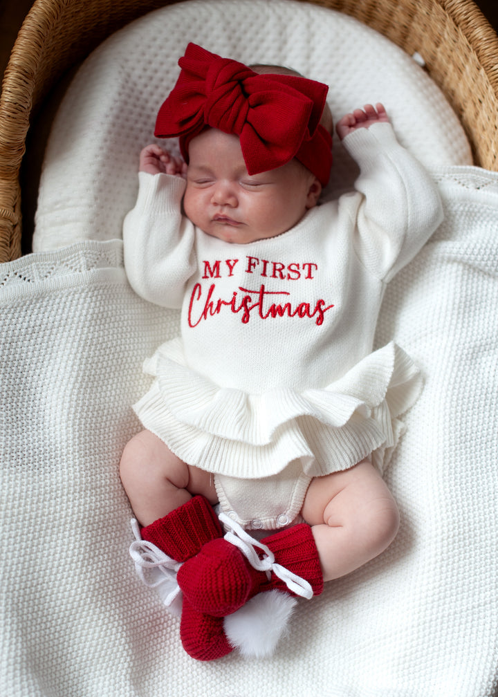 Tutu Knit Romper - My First Christmas