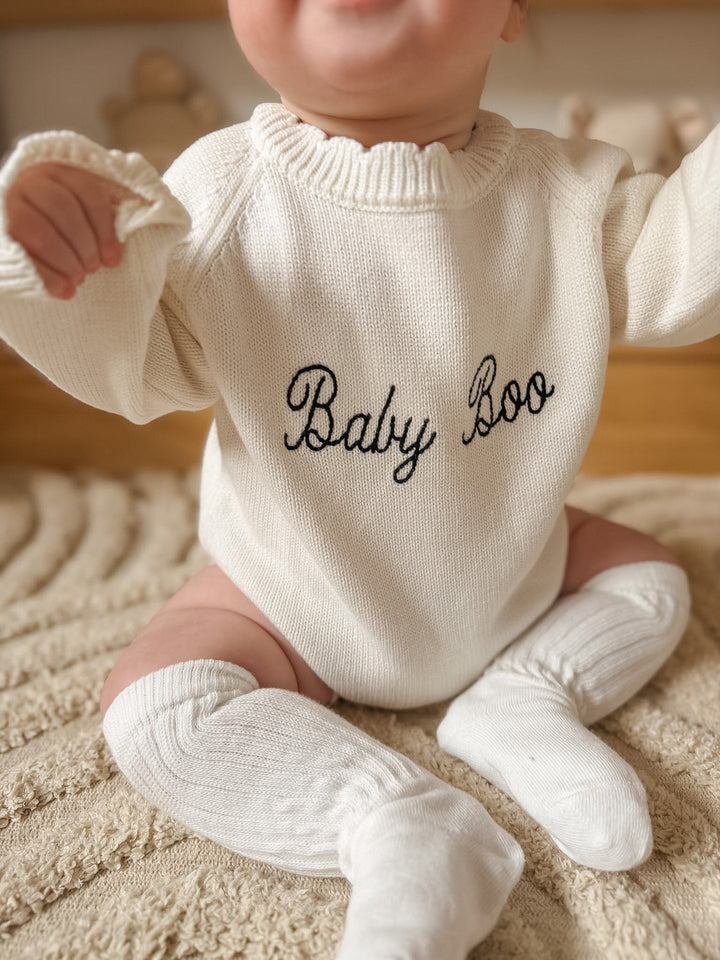 Baby Boo Knit Romper - Warm White