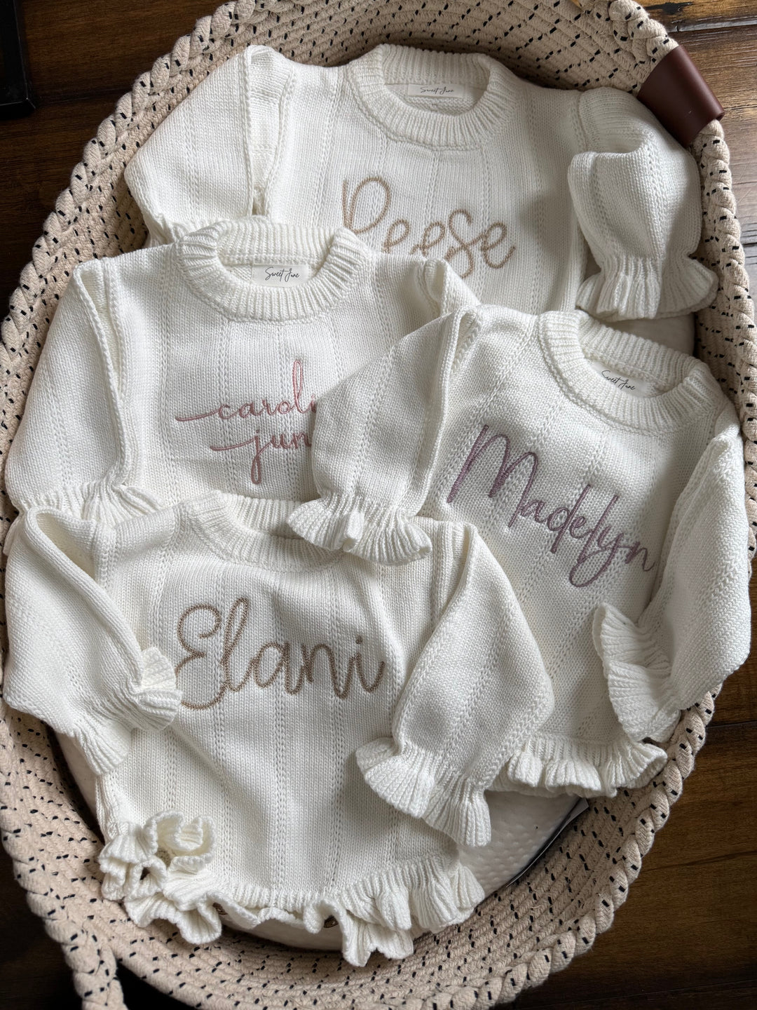 Personalizable Asteria Ruffle Romper in Warm White