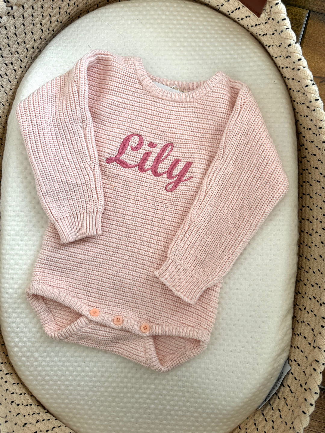 Personalizable Classic Chunky Ribbed Romper - Pink