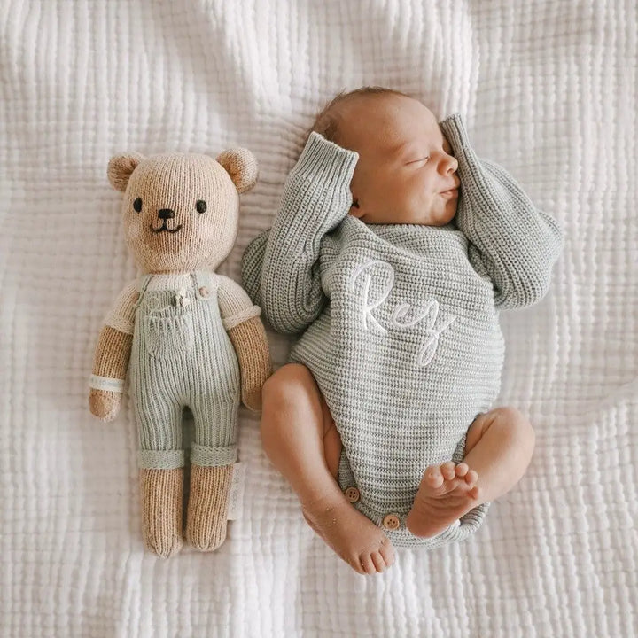Chunky Knit Ribbed Romper in Sea