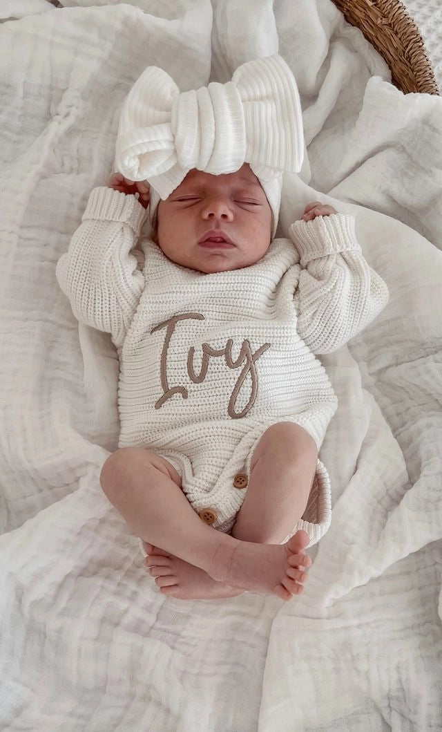 Chunky Knit Ribbed Romper in Milk