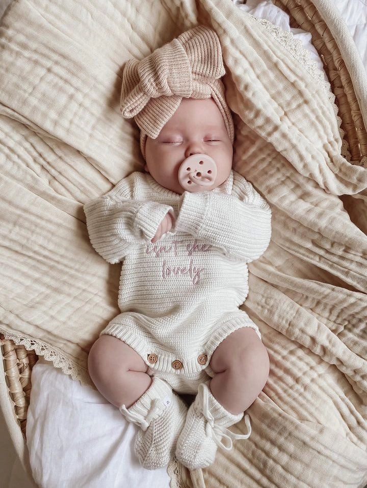 Chunky Knit Ribbed Romper in Milk