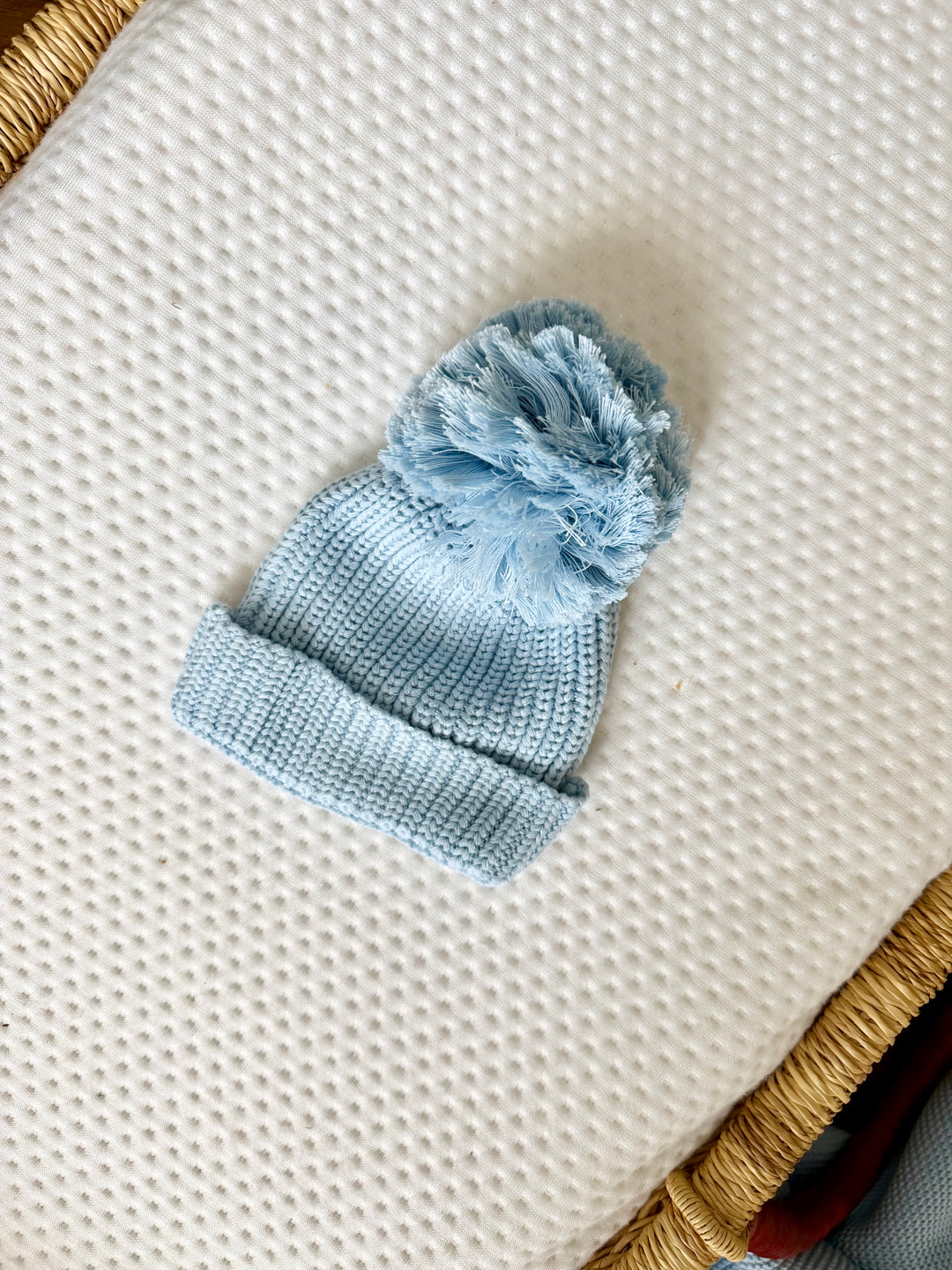 Cuff Knit Pom Beanie - Baby Blue