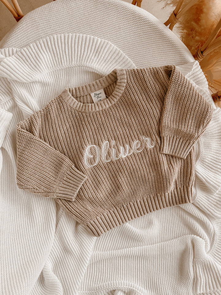 Personalizable Mini Knit Sweater in Fawn