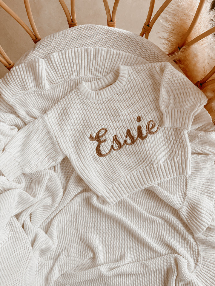 Personalizable Mini Knit Sweater in Milk