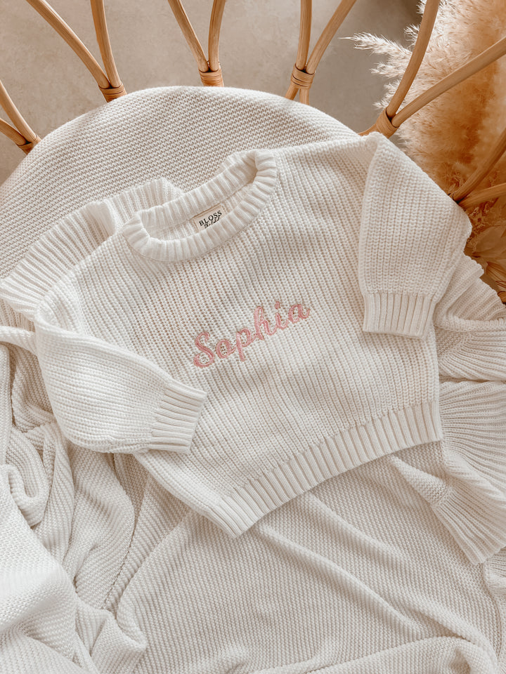 Personalizable Mini Knit Sweater in Milk