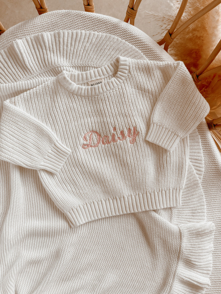 Personalizable Mini Knit Sweater in Milk