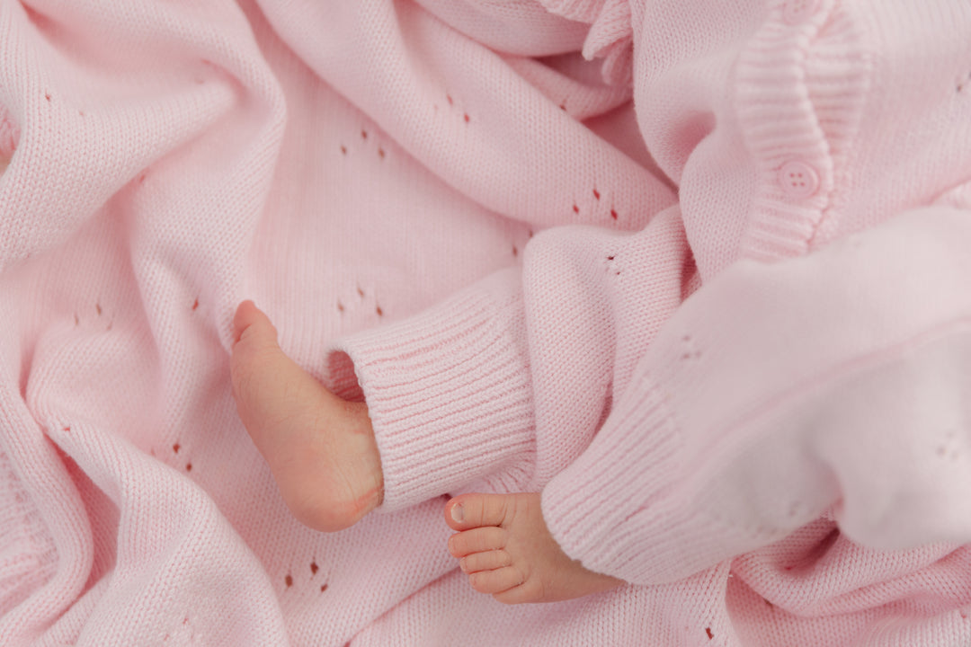 Frilled Pointelle Blanket - Petal Pink