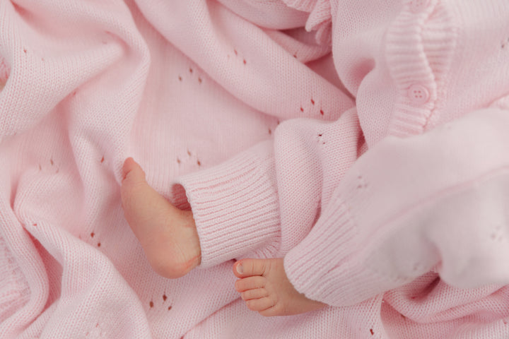 Frilled Pointelle Blanket - Petal Pink