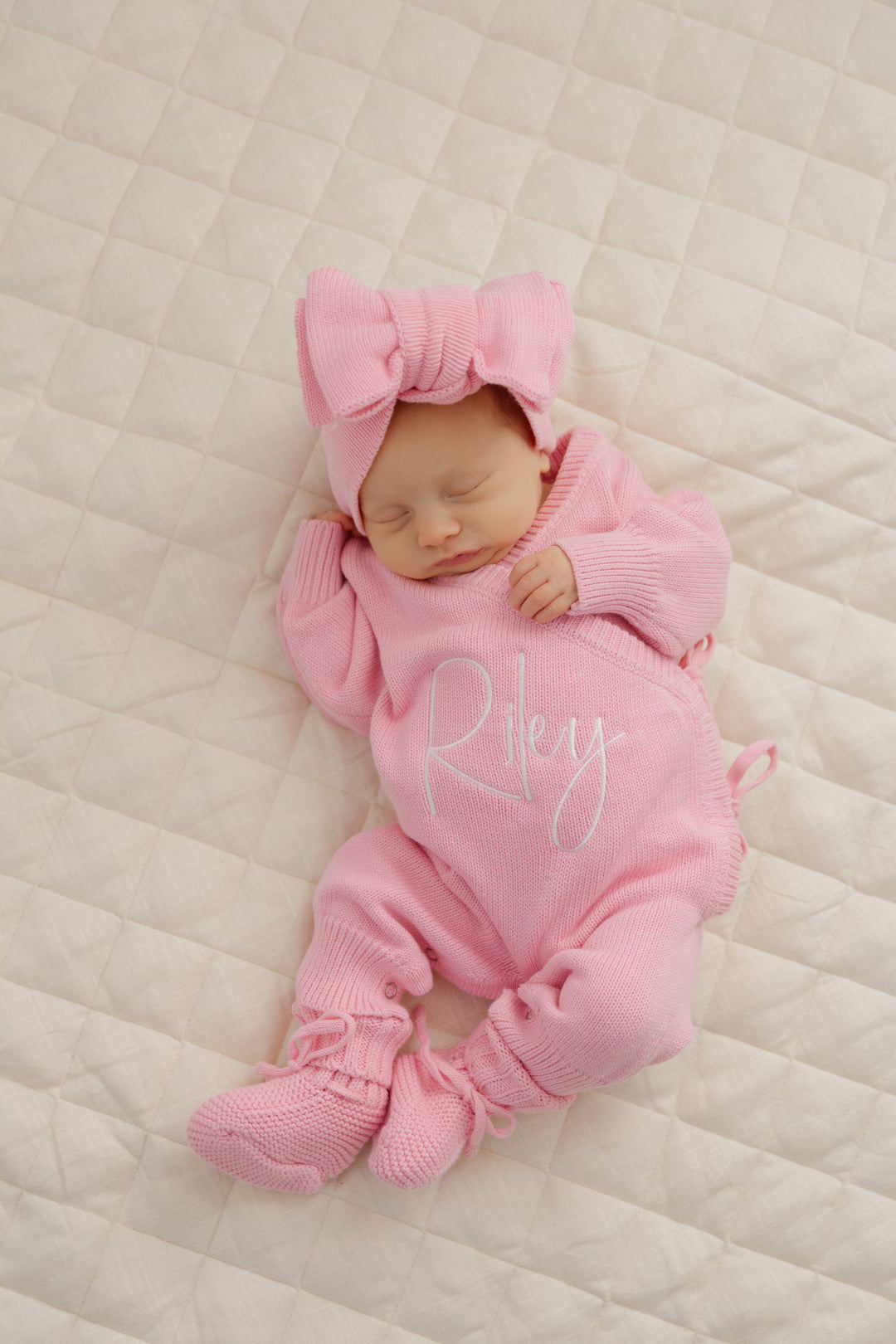 Long Wrap Knit Romper - Soft Rose