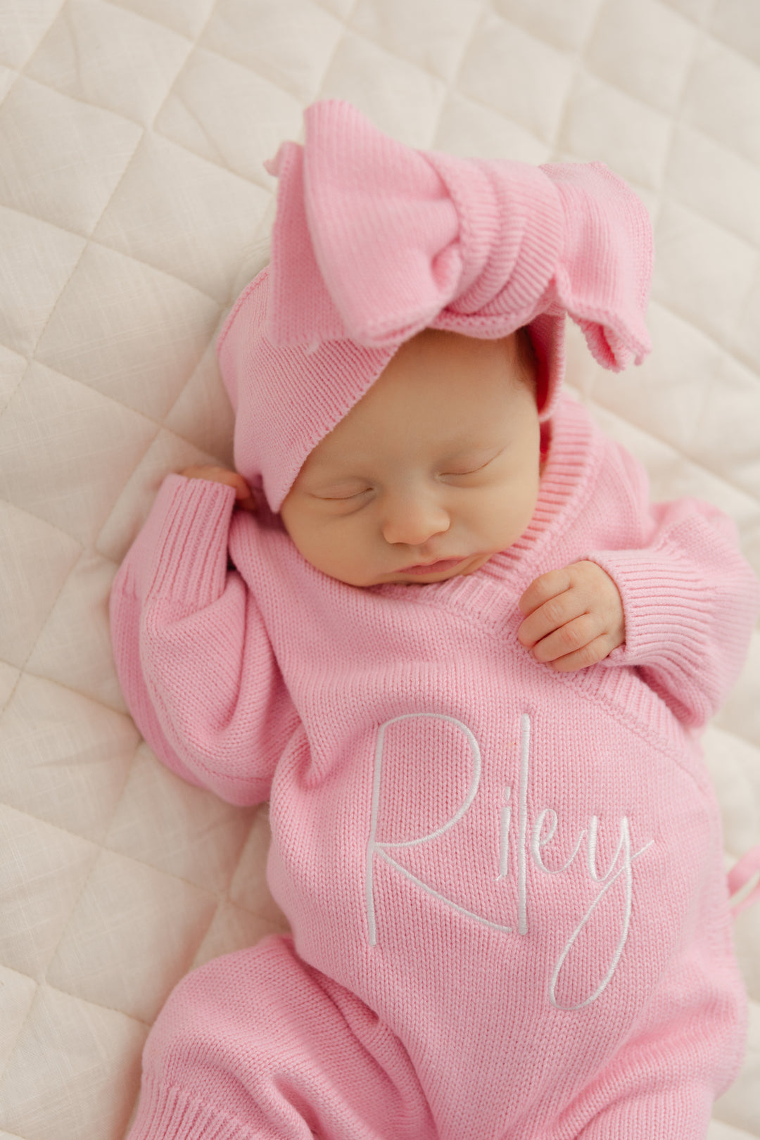 Long Wrap Knit Romper - Soft Rose