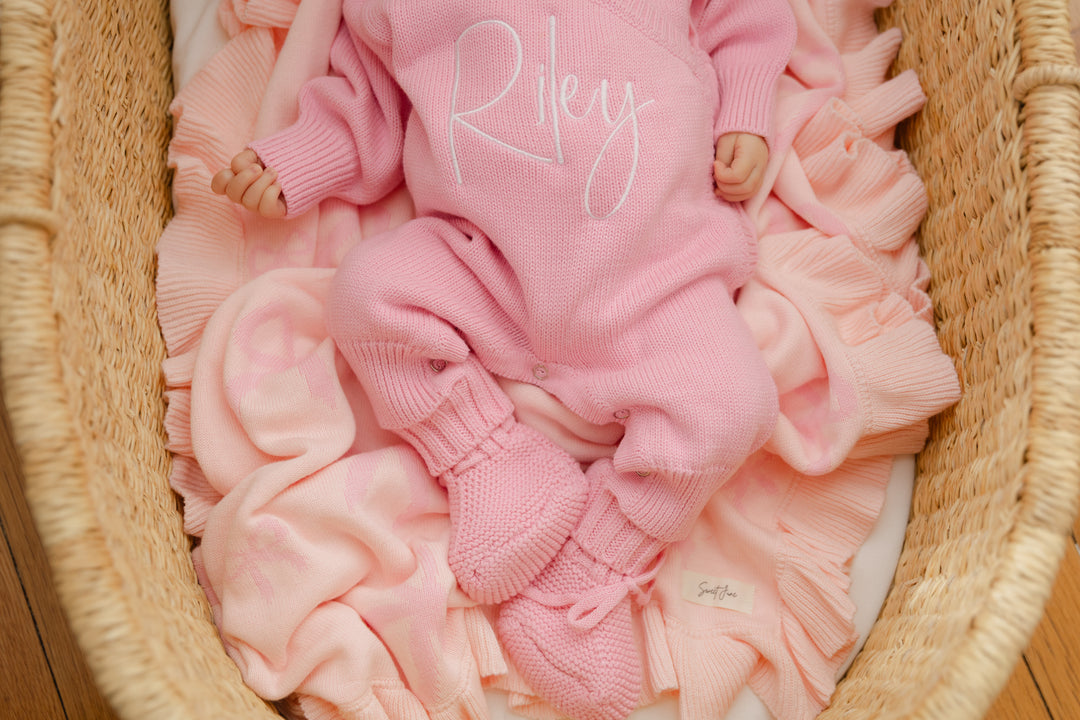 Long Wrap Knit Romper - Soft Rose