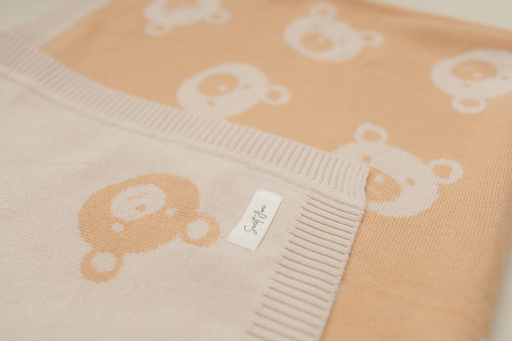 Teddy Bear Reversible Knit Blanket