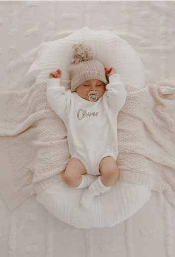 Personalizable Long Sleeve Bubble Romper - White