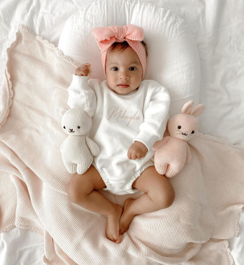 Personalizable Long Sleeve Bubble Romper - White