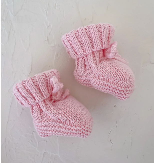 Knit Booties in Petal Pink