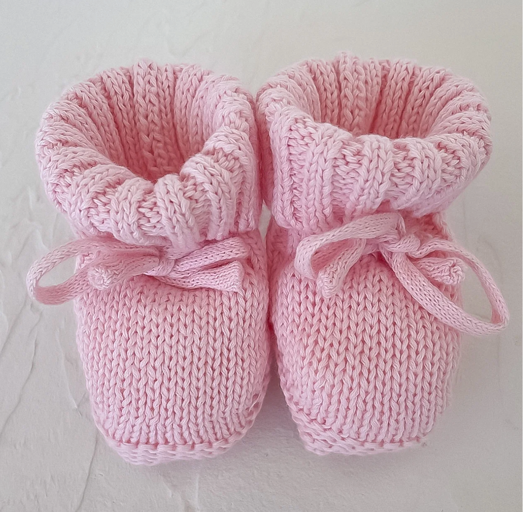 Knit Booties in Petal Pink