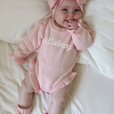 Personalizable Asteria Ruffle Romper in Petal Pink