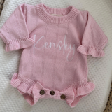 Personalizable Asteria Ruffle Romper in Petal Pink