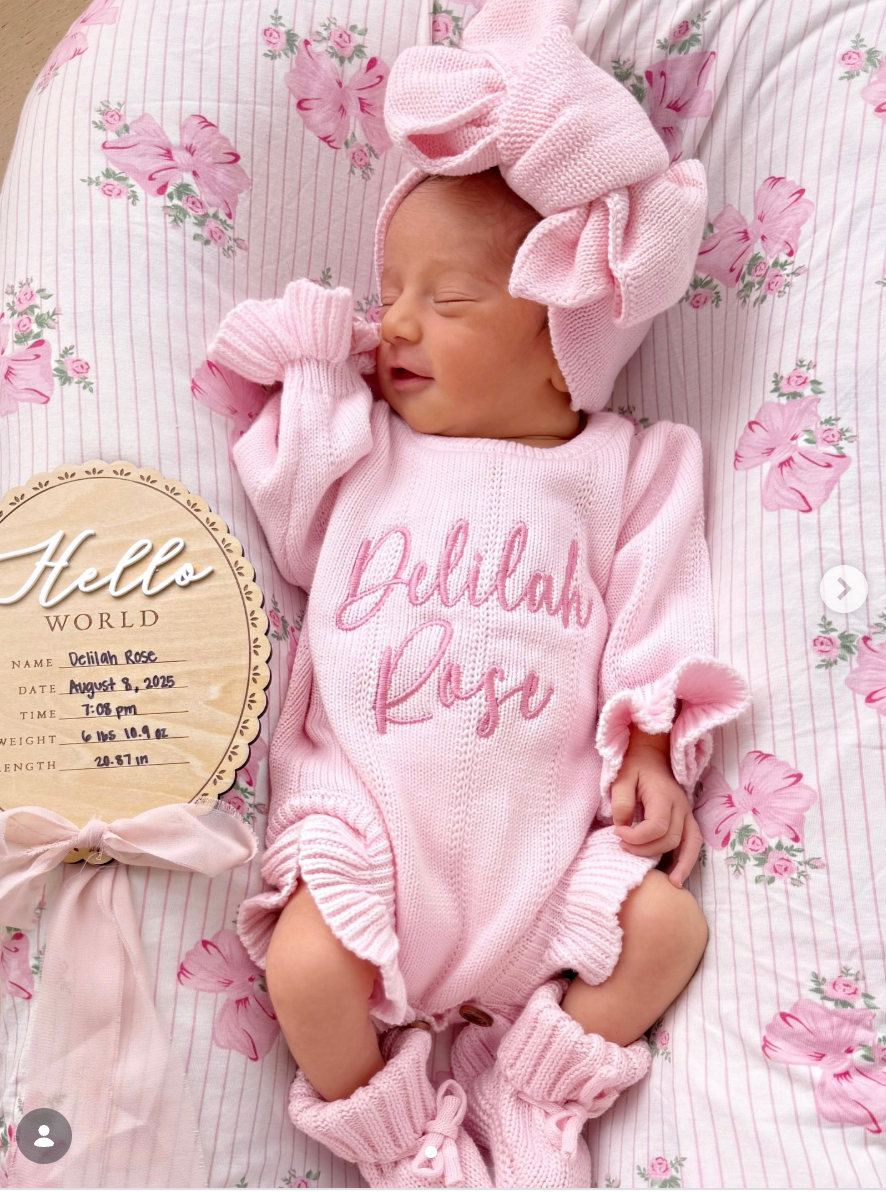 Asteria Ruffle Personalized Romper in Petal Pink