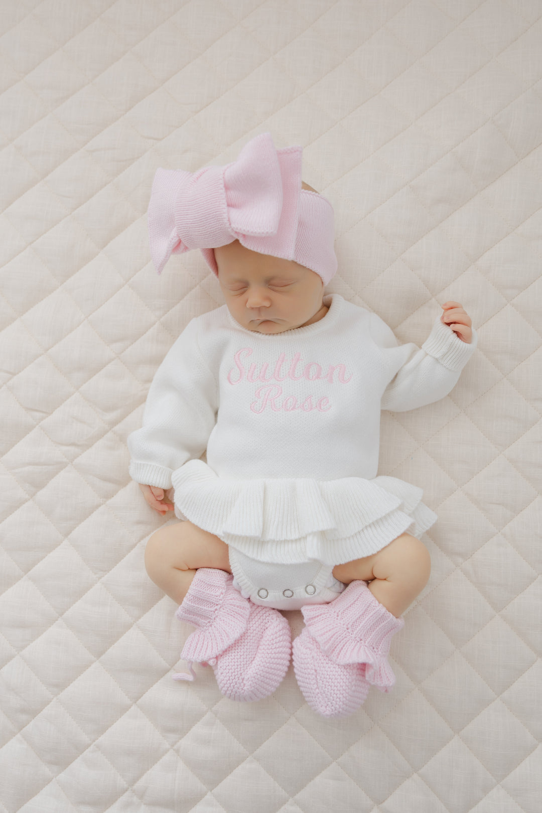 Tutu Knit Personalized Romper - Warm White