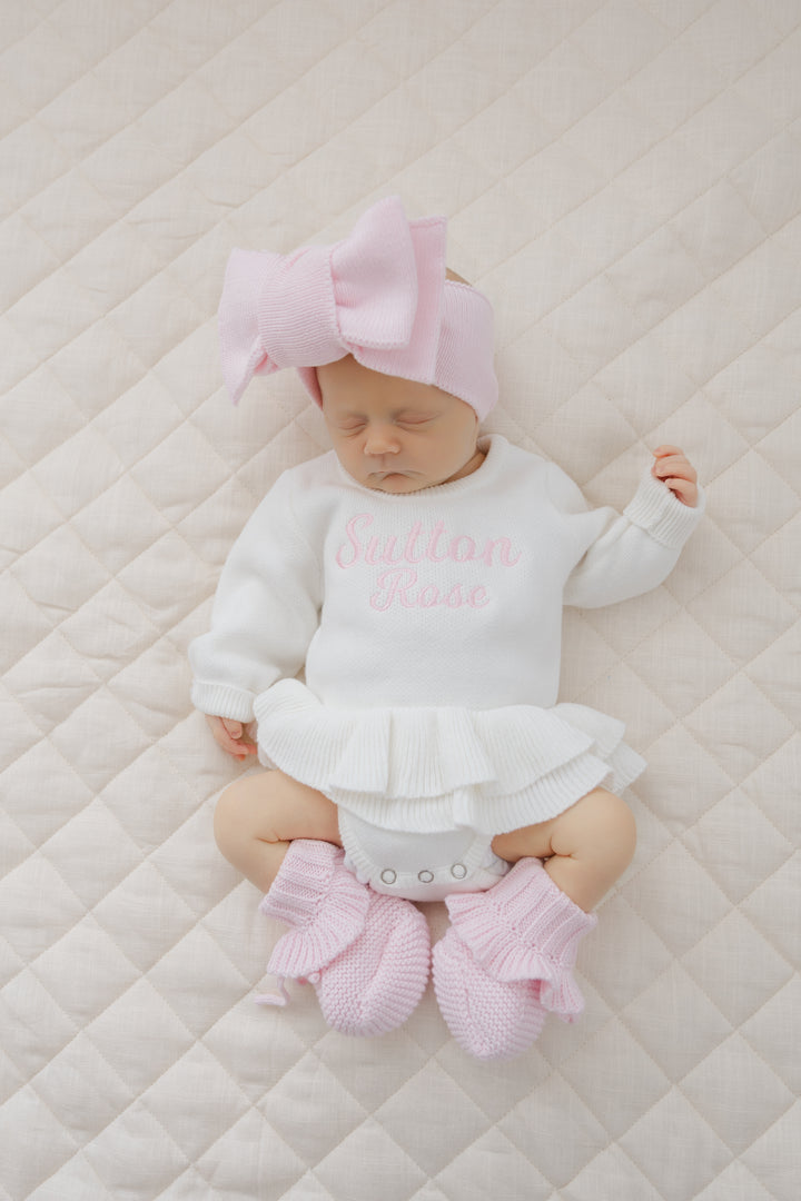 Tutu Knit Personalized Romper - Warm White