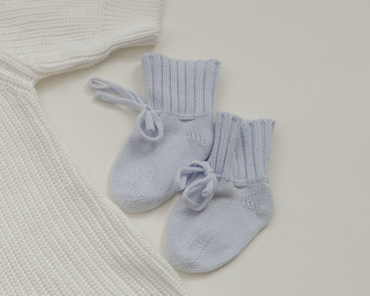 Knit Booties in Dusty Blue