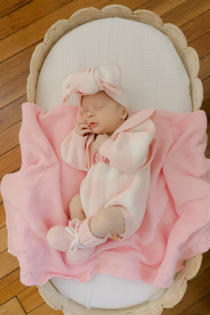 Gingham Personalized Ruffle Romper  - Pink PRE-ORDER