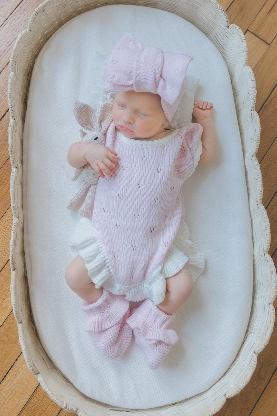 Frill Pointelle Ruffle Personalized Romper - Petal Pink