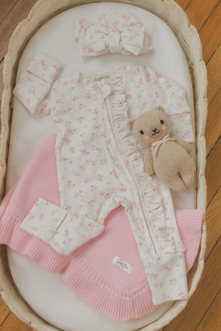 Full Zip Romper Pajamas  | Pink Rosebud