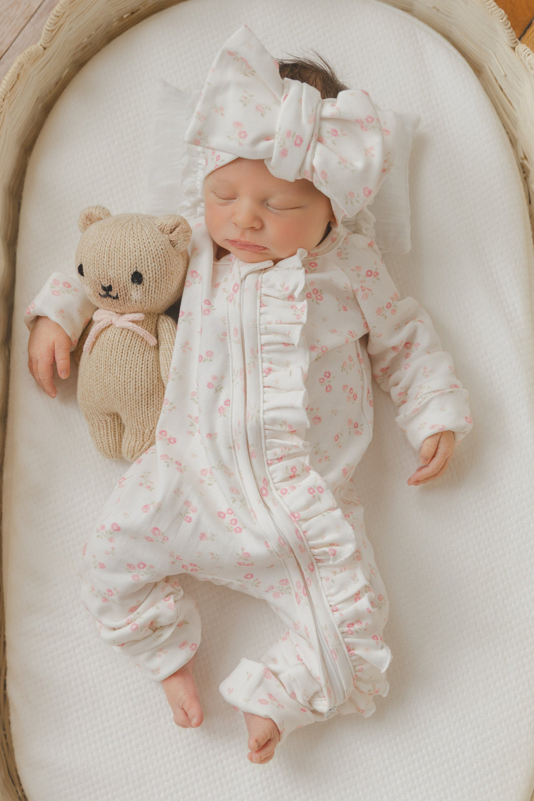 Full Zip Romper Pajamas  | Pink Rosebud