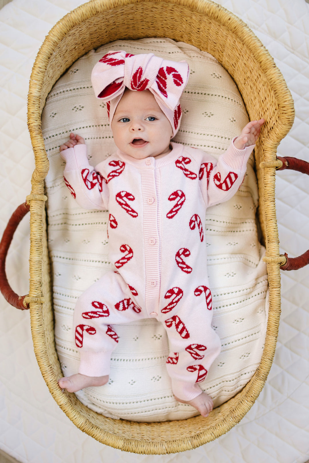 Knit Classic Jumpsuit - Pink Candy Cane