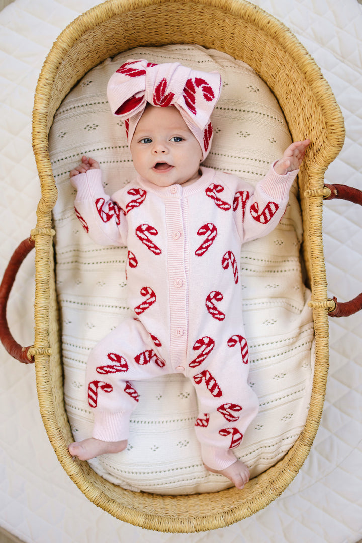 Knit Classic Jumpsuit - Pink Candy Cane