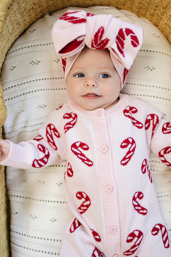 Knit Classic Jumpsuit - Pink Candy Cane