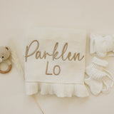 Ribbed Ruffle Personalizable Baby Blanket - Warm white
