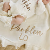 Ribbed Ruffle Personalizable Baby Blanket - Warm white