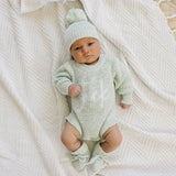 Chunky Textured Knit Ribbed Romper in sea mist
